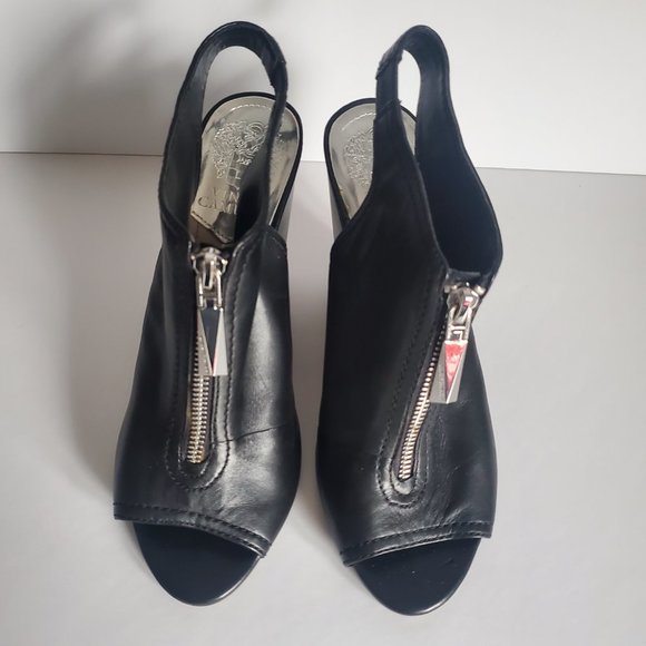 VINCE CAMUTO Women's Leather Transitional Shoes Block Heel Open Toe Slingback - Picture 8 of 13